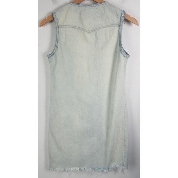 Blank NYC Women's Sz. XS Light Denim Sleeveless Raw Hem Jumper Dress - Picture 7 of 8